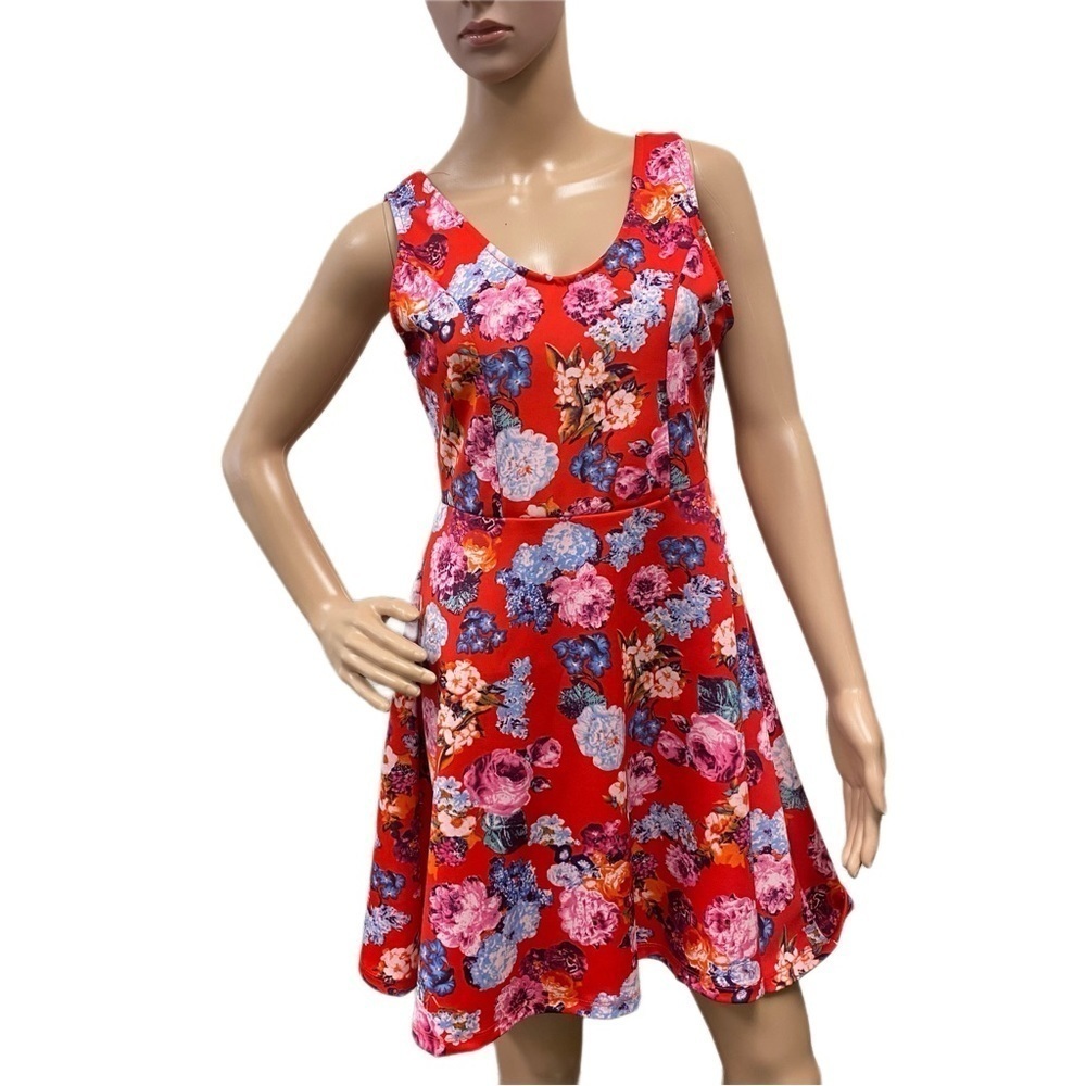 POOF Couture Red Flower Dress - Sleeveless size Large